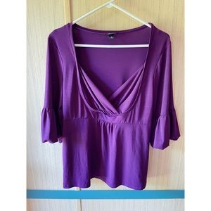 🦋 AB Studio Purple V Neck Top